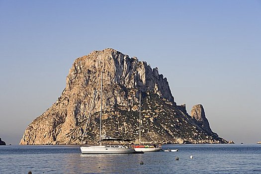 船,正面,岩石,岛屿,伊比沙岛,西班牙
