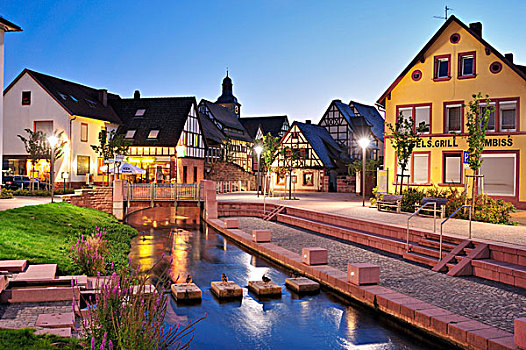 景色,小巷,河,残余,老城,墙壁,自然保护区,莱茵兰普法尔茨州,德国,欧洲
