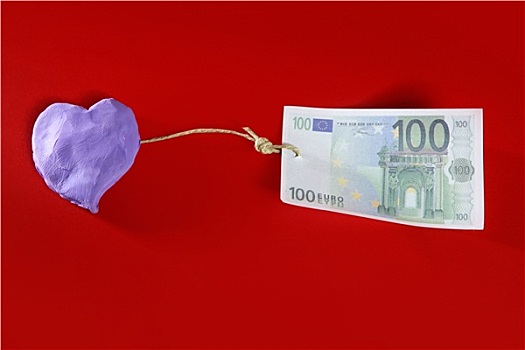 紫色,橡皮泥,心形,欧元钞票