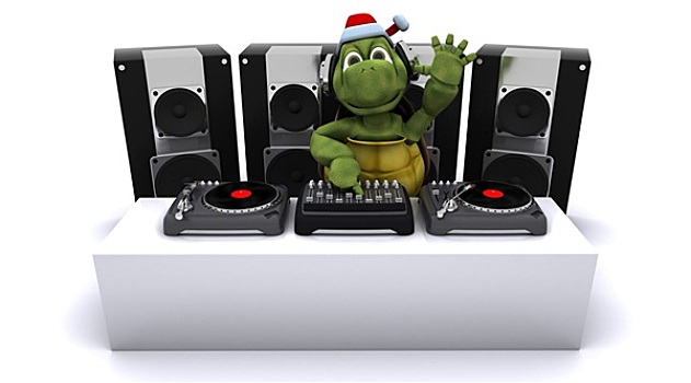 圣诞节,龟,dj,混合,唱片,唱机转盘