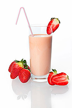 草莓,草莓奶昔,玻璃杯