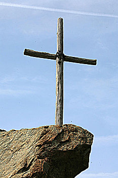 阿索斯山,十字架,石头,面对