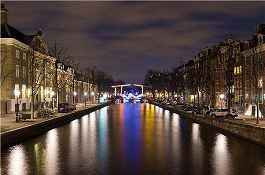 阿姆斯特丹,运河,夜晚