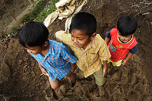 孩子,劳工,砖,地点,中心,印度尼西亚,八月,2007年