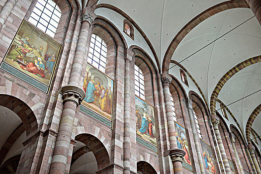 绘画,教堂中殿,大教堂,皇家,世界遗产,莱茵兰普法尔茨州,德国,欧洲