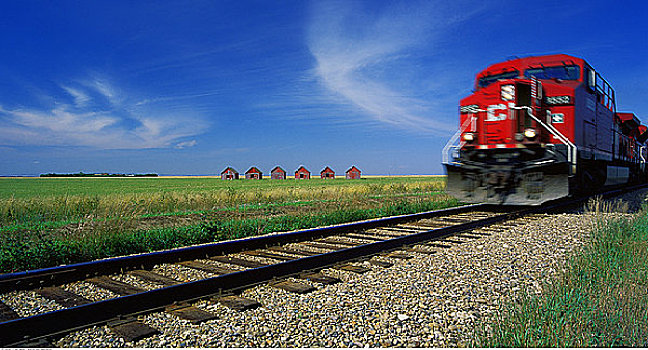 列车,靠近,萨斯喀彻温,加拿大
