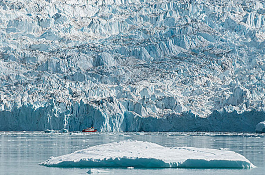 船,正面,冰河,迪斯科湾,西格陵兰,格陵兰,北美