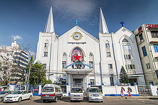 教堂,仰光,首都,缅甸