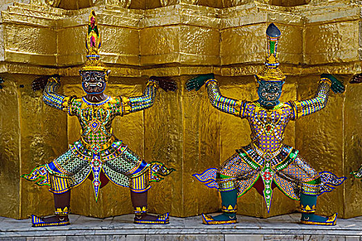 塑像,保护,佛塔,玉佛寺,曼谷,泰国