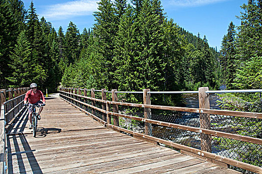 桥,上方,西部,壶河,壶,山谷,铁路,自行车道,靠近,不列颠哥伦比亚省,加拿大
