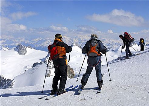 滑雪者,阿尔卑斯山,夏蒙尼,上萨瓦,法国