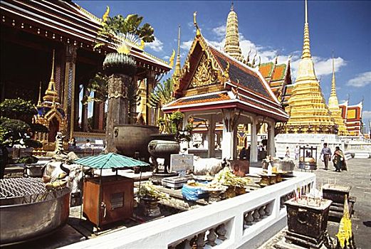 泰国,曼谷,玉佛寺,许多,华丽,庙宇,建筑