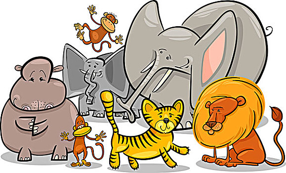 非洲,旅游,野生动物,卡通,插画