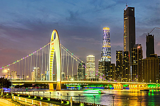 广州城市夜景,cbd中央商务区,猎德大桥