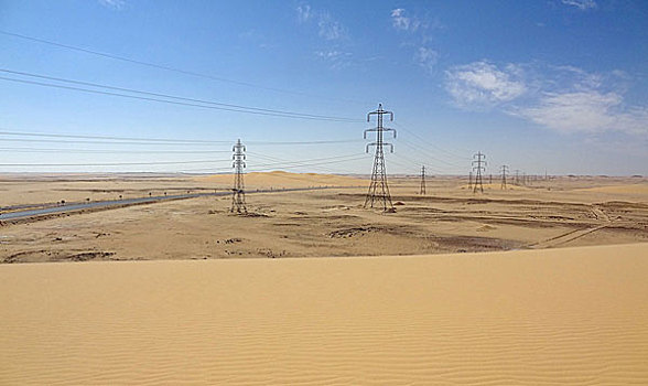 沙漠,电线杆