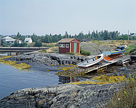 渔村,蓝色,石头,新斯科舍省,加拿大