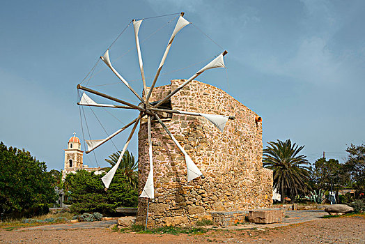 风车,寺院,克里特岛,希腊,欧洲