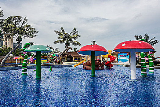 图像,木桌子,正面,游泳池,漂亮,海滩,胜地,泰国