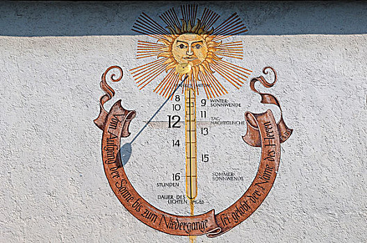 老,日晷,教堂,福音派,巴登符腾堡,德国,欧洲