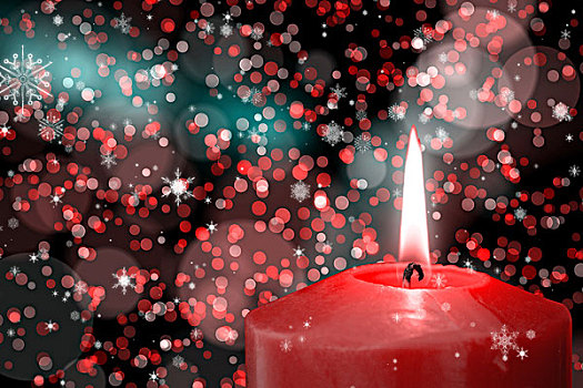 合成效果,图像,红色,蜡烛,雪,落下