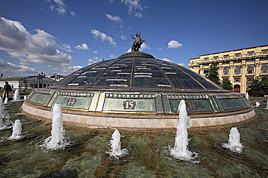 俄罗斯,莫斯科,花园,喷泉