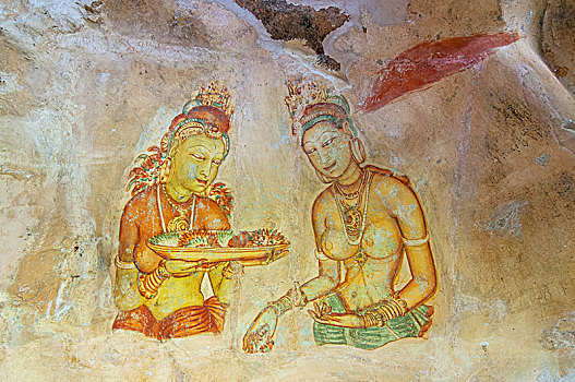 5世纪,锡吉里耶,石头,洞穴,壁画,联合国教科文组织,世界遗产,斯里兰卡
