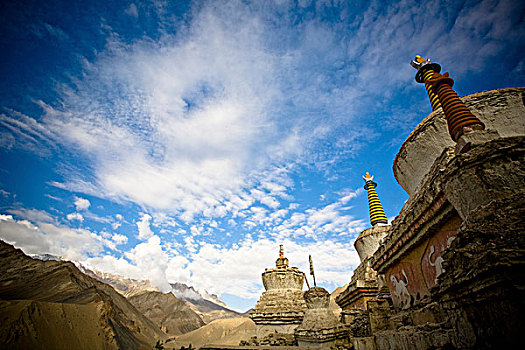 寺院,坐,山脉,印度