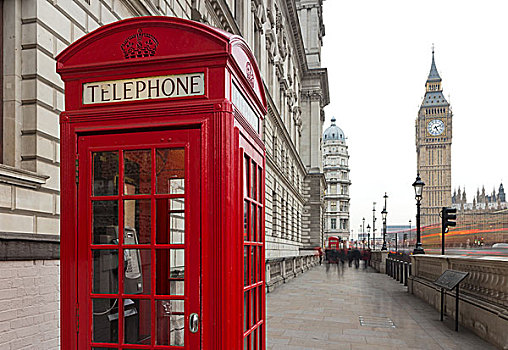 风景,大本钟,经典,红色,电话亭,伦敦,英国