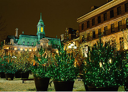 蒙特利尔老城,圣诞节,蒙特利尔,魁北克,加拿大