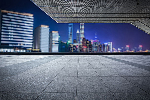 在上海现代天际线,建筑物,晚上空楼