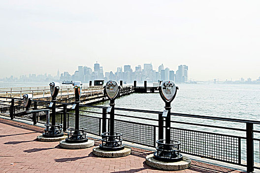 望远镜,自由,岛屿,风景,市区,曼哈顿,纽约,美国,北美
