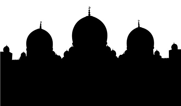 球形,清真寺,剪影,插画,白色背景