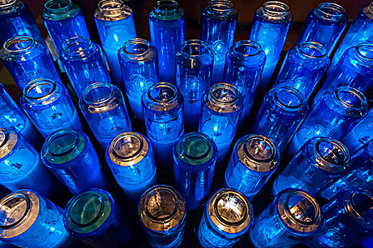 蓝,祈祷的蜡烛,圣母大教堂,蒙特利尔,魁北克,加拿大