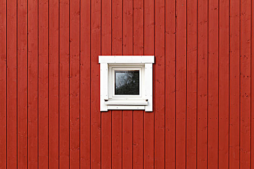 红色,木墙,小,窗户,白色,框架,斯堪的纳维亚,生活方式,房子,建筑,碎片