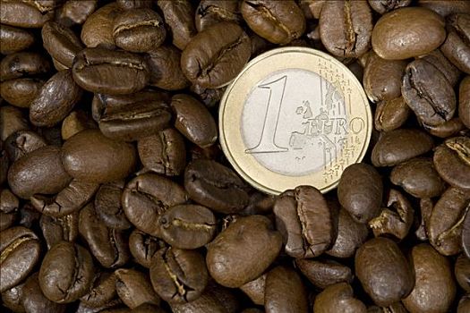 煮咖啡,咖啡豆,硬币,象征,咖啡,价格,农业,产品