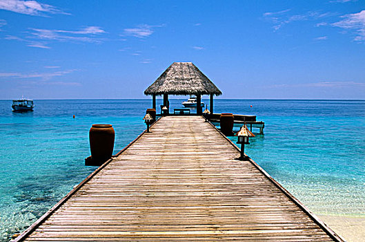 马尔代夫,泰姬陵,珊瑚礁,胜地,码头