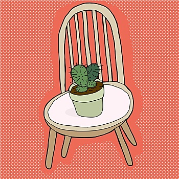 仙人掌,植物,椅子