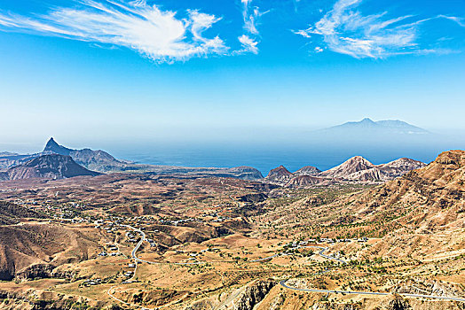 俯视图,福古岛,岛屿,火山,圣地亚哥,佛得角,非洲