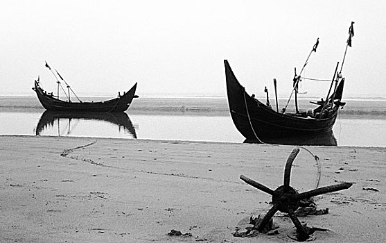 拖船,湾,市场,孟加拉,七月,2008年