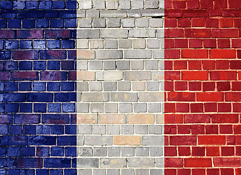 法国国旗,砖墙