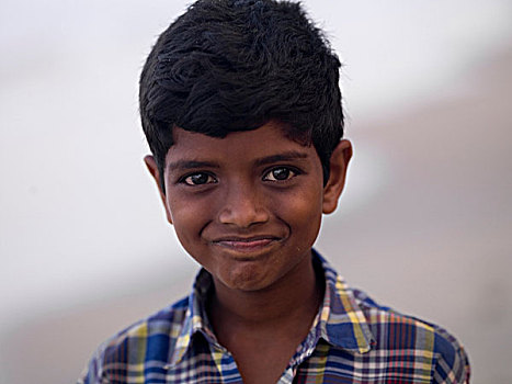 肖像,微笑,男孩,喀拉拉,印度
