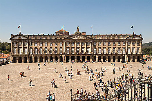 中心,正面,宫殿,1777年,市政厅,座椅,总统,世界遗产,圣地亚哥,省,加利西亚,西班牙,欧洲