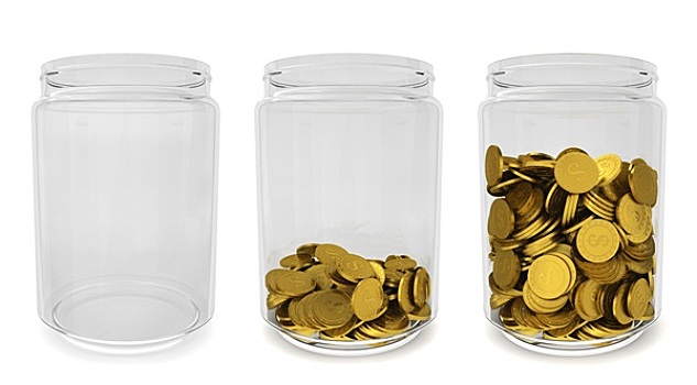 玻璃,金色,硬币,储蓄,概念