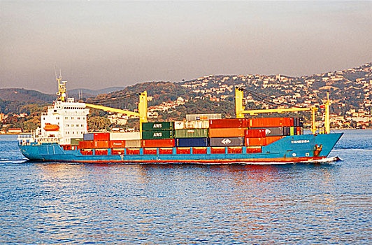货船,通过,博斯普鲁斯海峡,伊斯坦布尔,土耳其