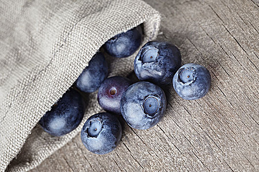 成熟,蓝莓,秋天,袋,包,木桌子