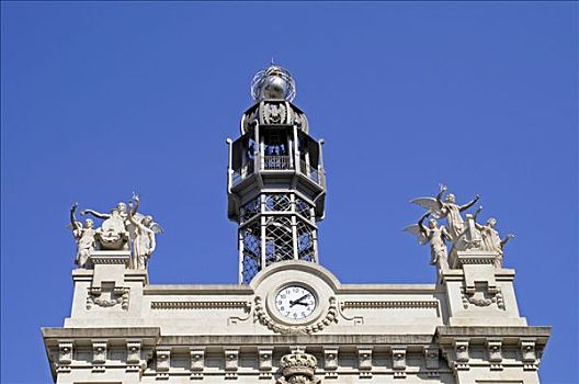 柱子,邮局,市政厅,瓦伦西亚,西班牙,欧洲