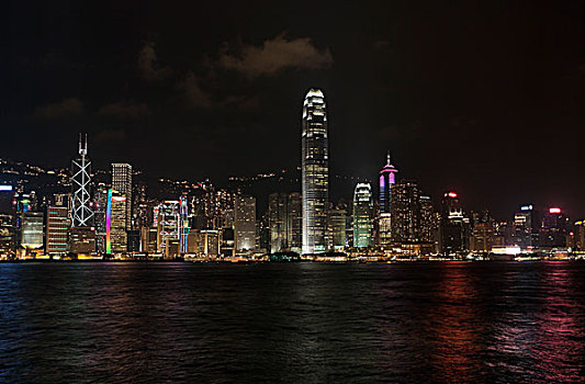 香港,天际线,晚间