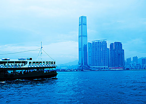 漂亮,场景,香港,天际线,风景,维多利亚港