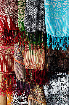 彩色,莎笼裙,悬挂,市场,印度尼西亚,巴厘岛