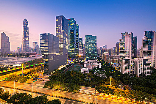 中国广东深圳福田中心区都市夜景